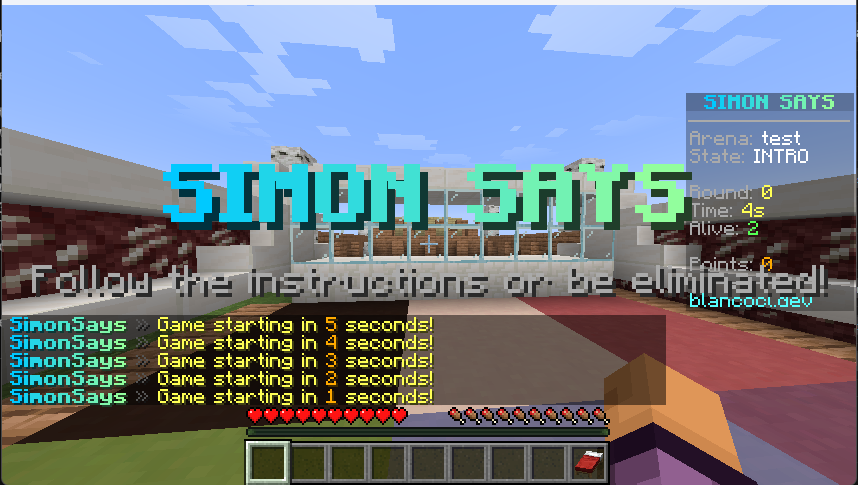 In-game Simon Says title with a cyan-to-green gradient